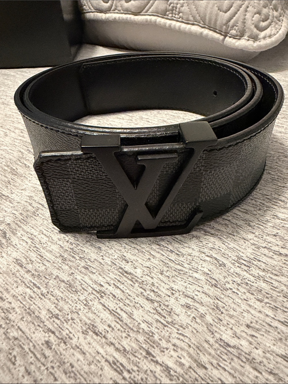 Louis Vuitton Black Monogram LV Buckle Men's Belt